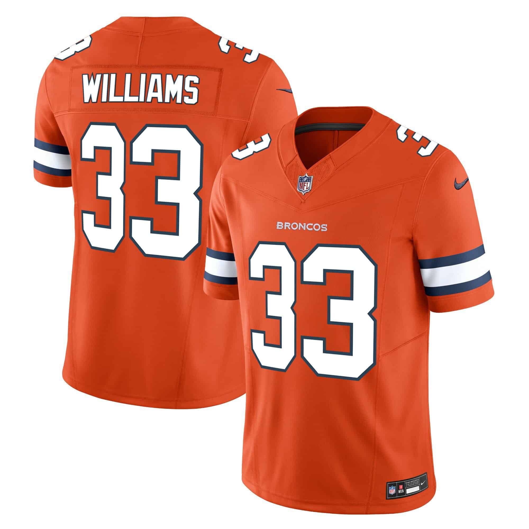 Men Denver Broncos #33 Williams Orange 2024 Nike Vapor Limited NFL Jersey style 2->indianapolis colts->NFL Jersey